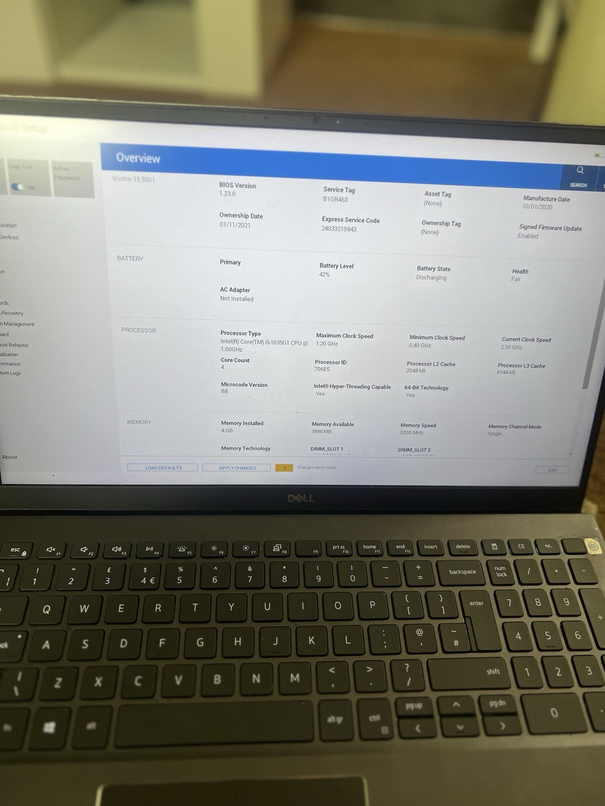 GENUINE DELL VOSTRO 15 5501 INTEL CORE I5 1035G1 MOTHERBOARD RHCDN 0RHCDN -WORKS