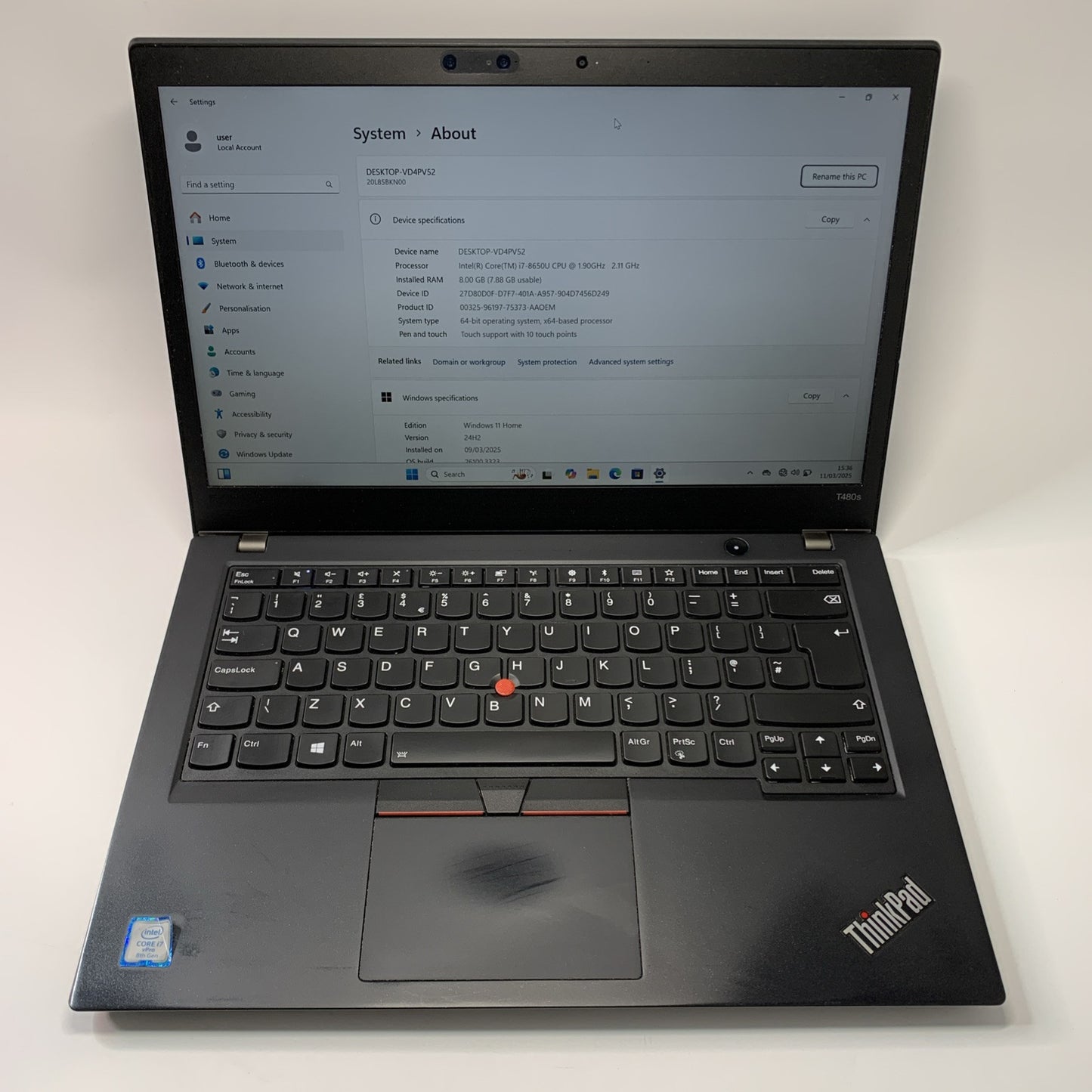 Lenovo ThinkPad T480s 14" 512GB SSD Core i7-8550U 8th Gen 16GB RAM Windows 11