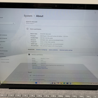 Microsoft Surface Laptop 4 1958 13.5" 2K Touch AMD Ryzen 5 8GB 256GB SSD Win 11