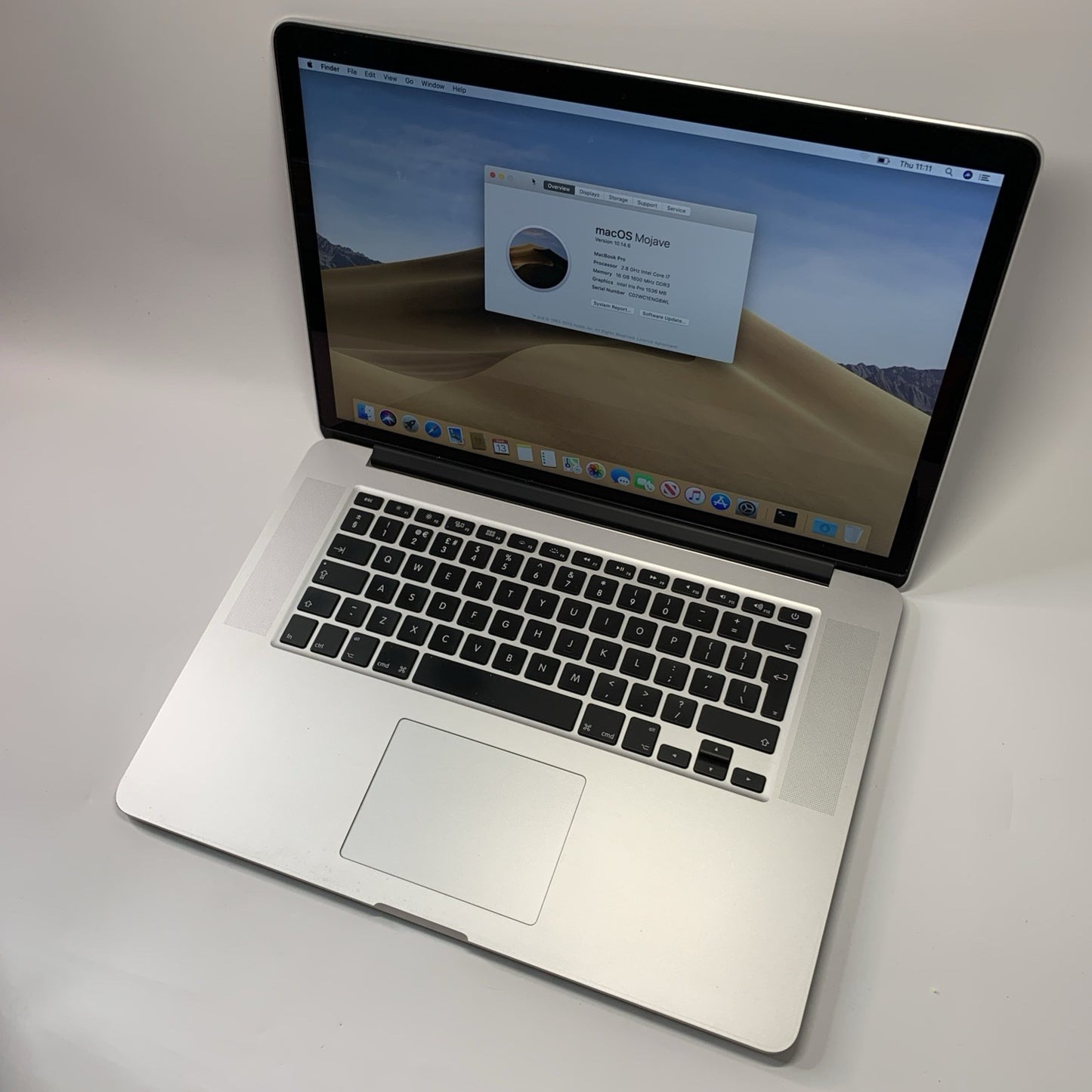 MacBook Pro Retina 15” inch, Mid 2015 2.8GHz i7 16GB 256GB Intel Iris Pro 1536MB