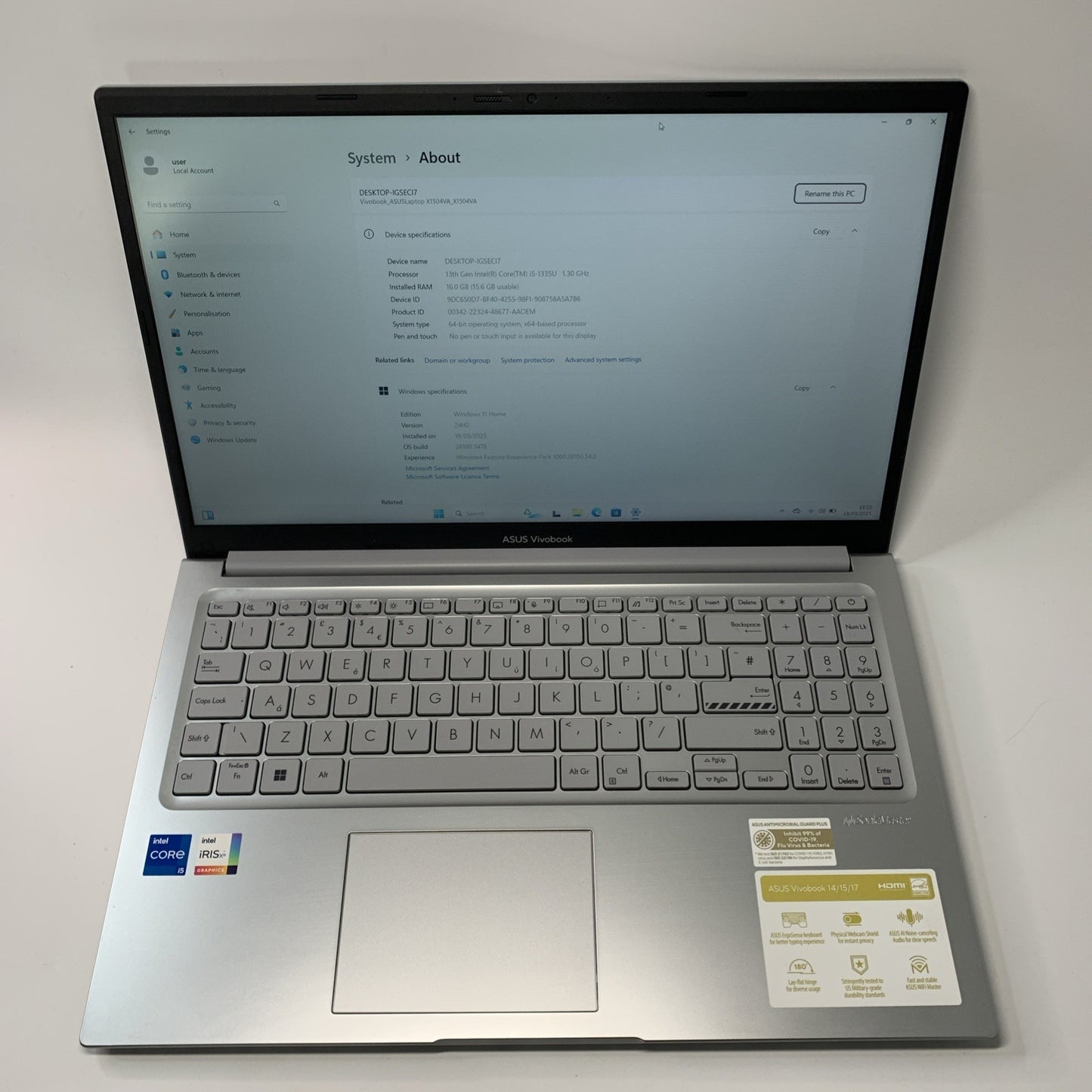ASUS Vivobook 15 X1504VA 15.6" FHD Core i5-1335U 16GB RAM, 512TB SSD Windows 11