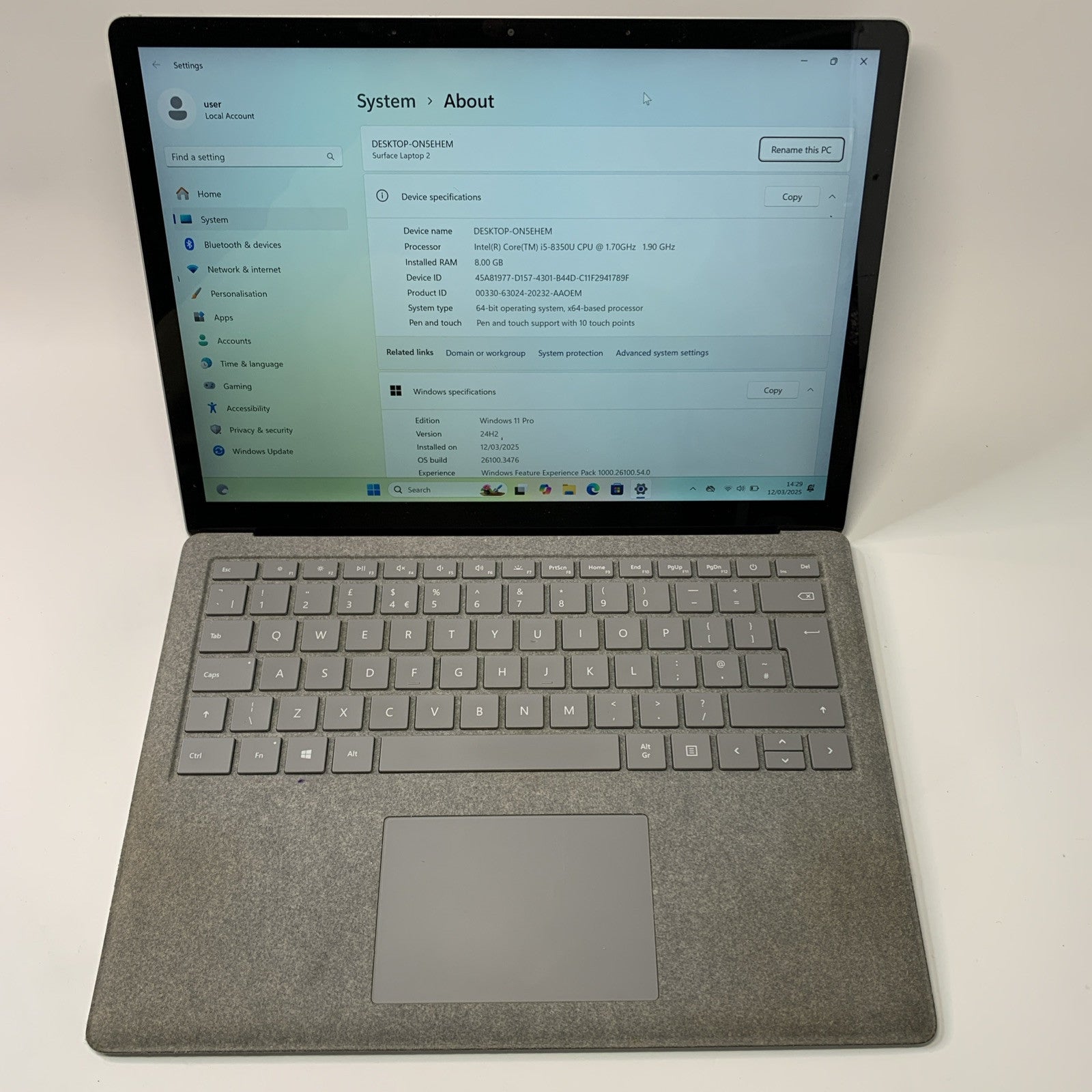 Microsoft Surface Laptop 2 13.5 inch 128GB Intel Core i5-8350U 8GB Touchscreen