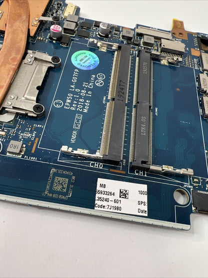Genuine HP 15-da1013ne Motherboard i5 8th Gen L35240-601 (WORKS) + Heatsink