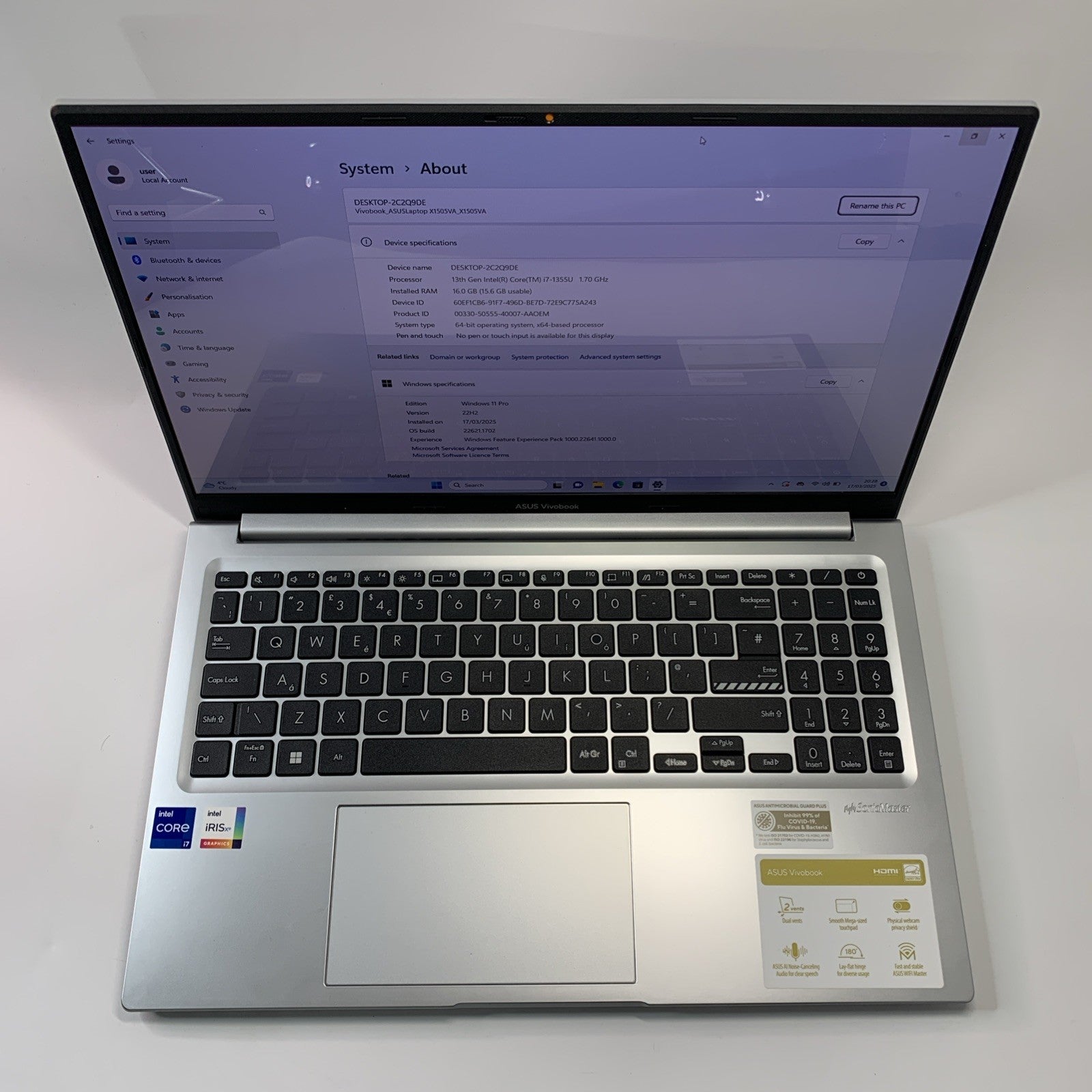 ASUS VivoBook X1504VA 15.6’’  OLED Core i7-1355U 16GB RAM 1TB SSD Win 11 Grade B