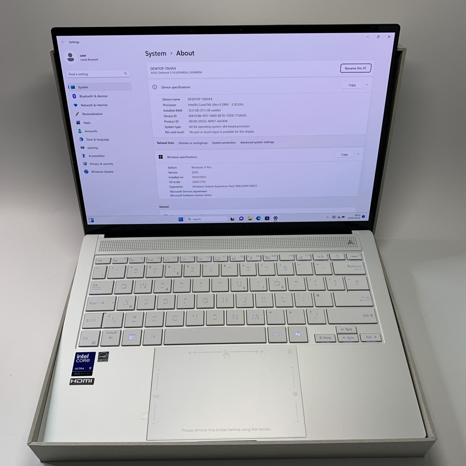 Asus Zenbook S 14 UX5406SA Intel Core Ultra 9 32GB 1TB SSD 14