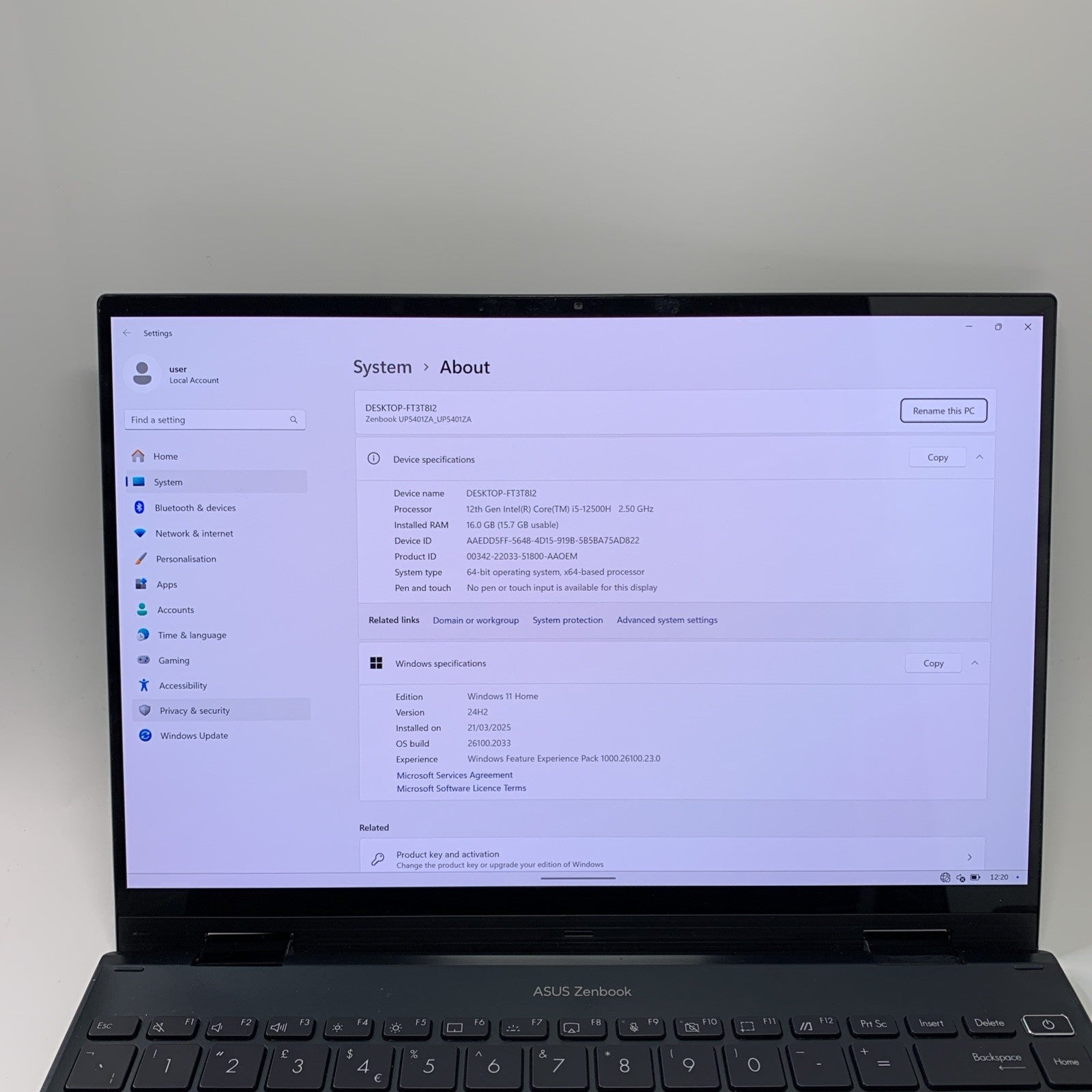 ASUS Zenbook UP5401ZA 14"  Flip OLED Touchscreen 2in1 i5-12500H 16GB 512GB SSD 