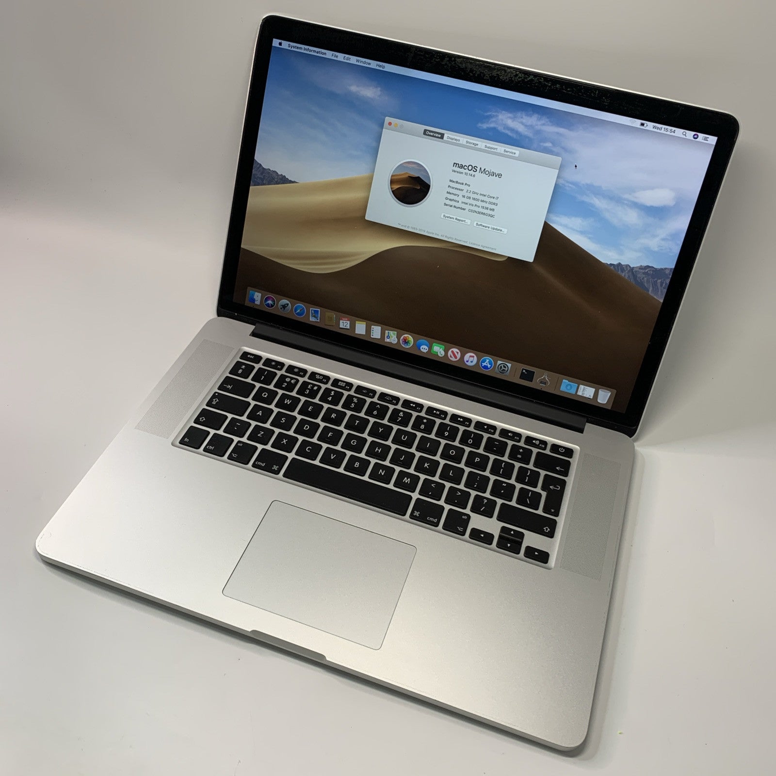 MacBook Pro Retina 15” inch, Mid 2014 2.2GHz i7 16GB 256GB Intel Iris Pro