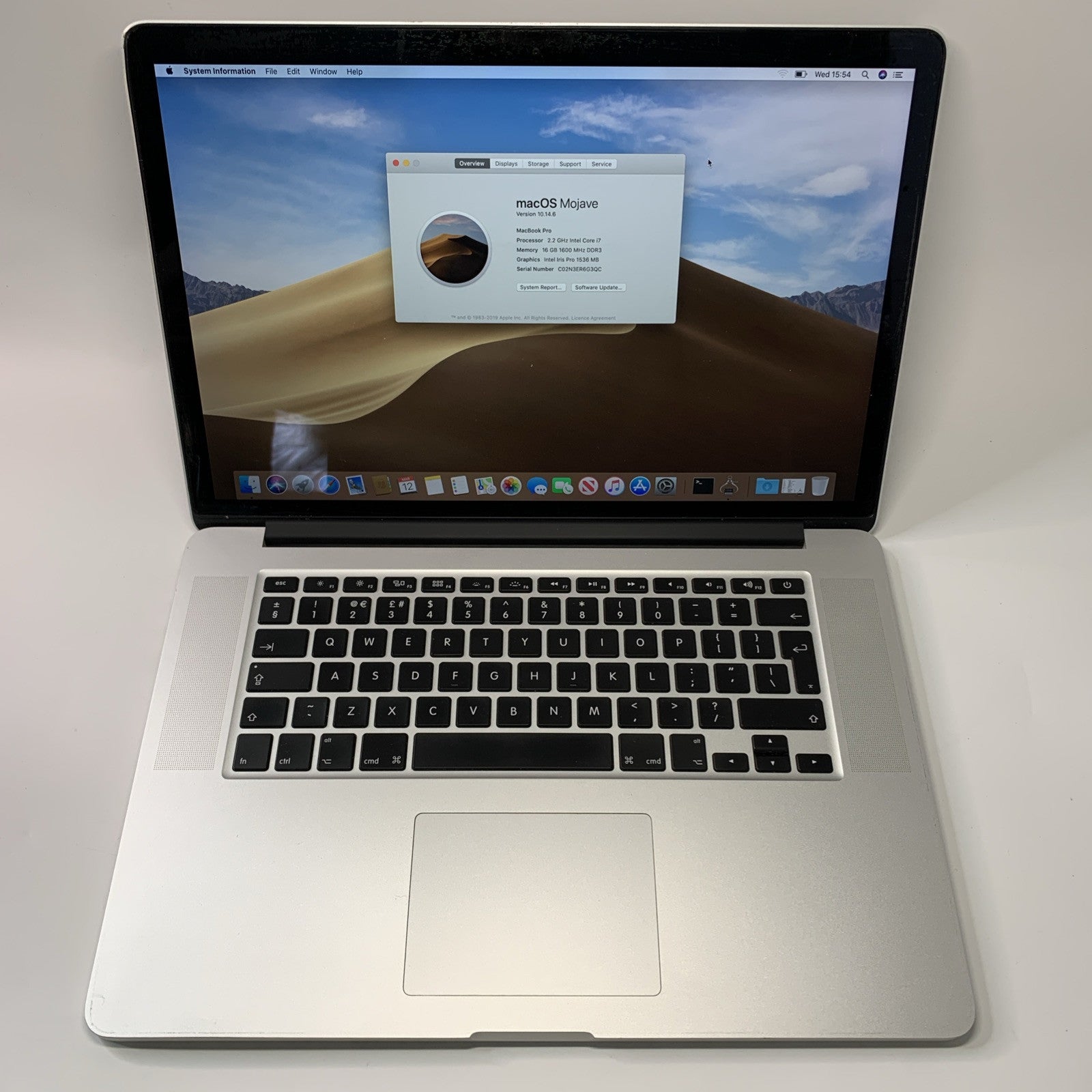 MacBook Pro Retina 15” inch, Mid 2014 2.2GHz i7 16GB 256GB Intel Iris Pro