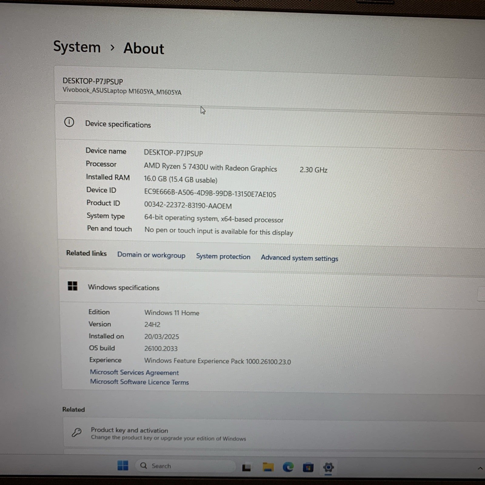 ASUS Vivobook M1605YA 16.0" Laptop AMD Ryzen 5-7430U 16GB RAM 1TB Windows 11