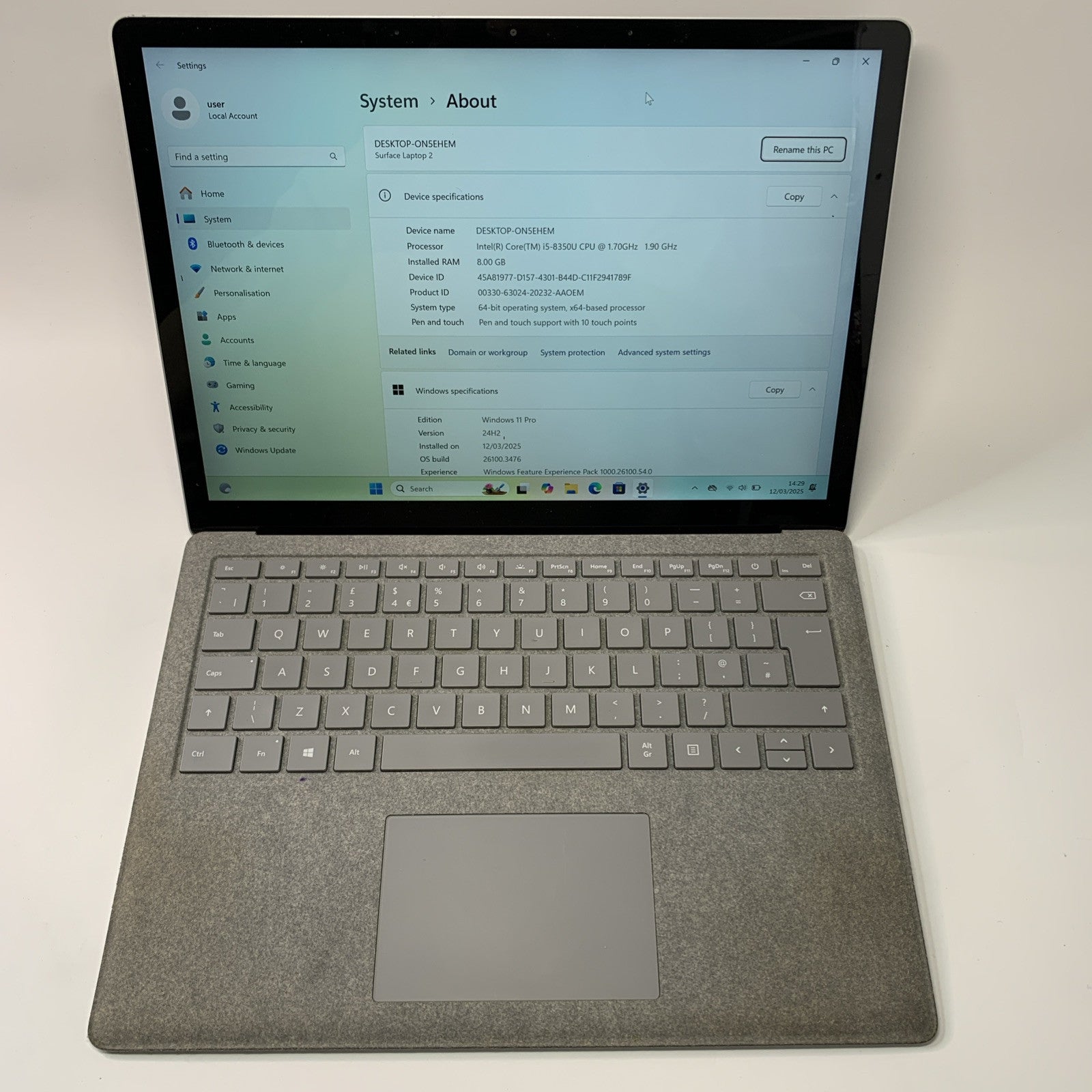 Microsoft Surface Laptop 13.5 inch 128GB Intel Core i5-7200U 4GB Touchscreen