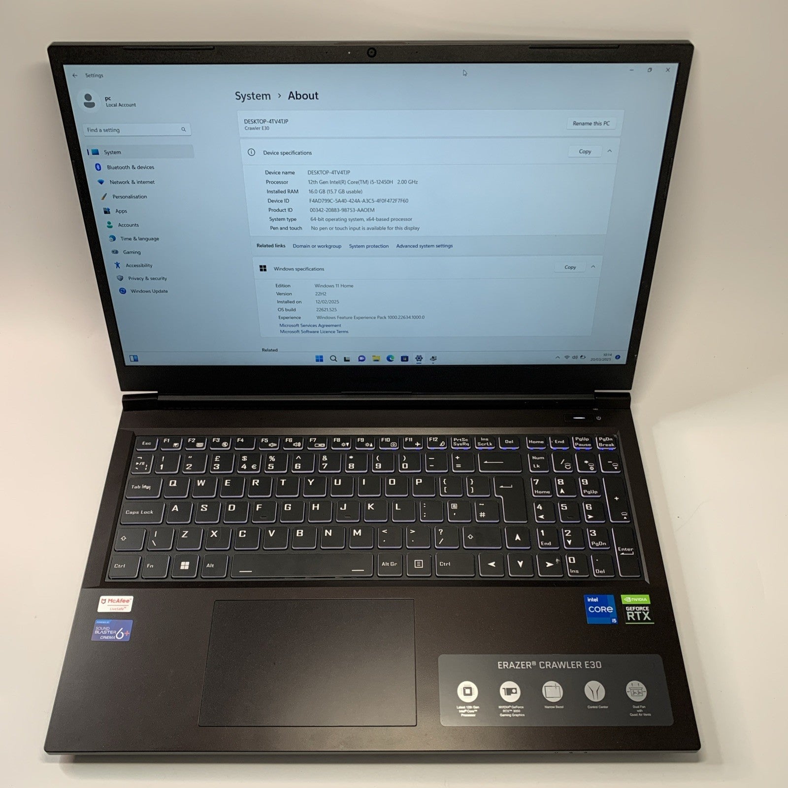 Medion Erazer Crawler E30 Core i5-12450H 8GB 512GB RTX 3050 15.6 Inch Win 11