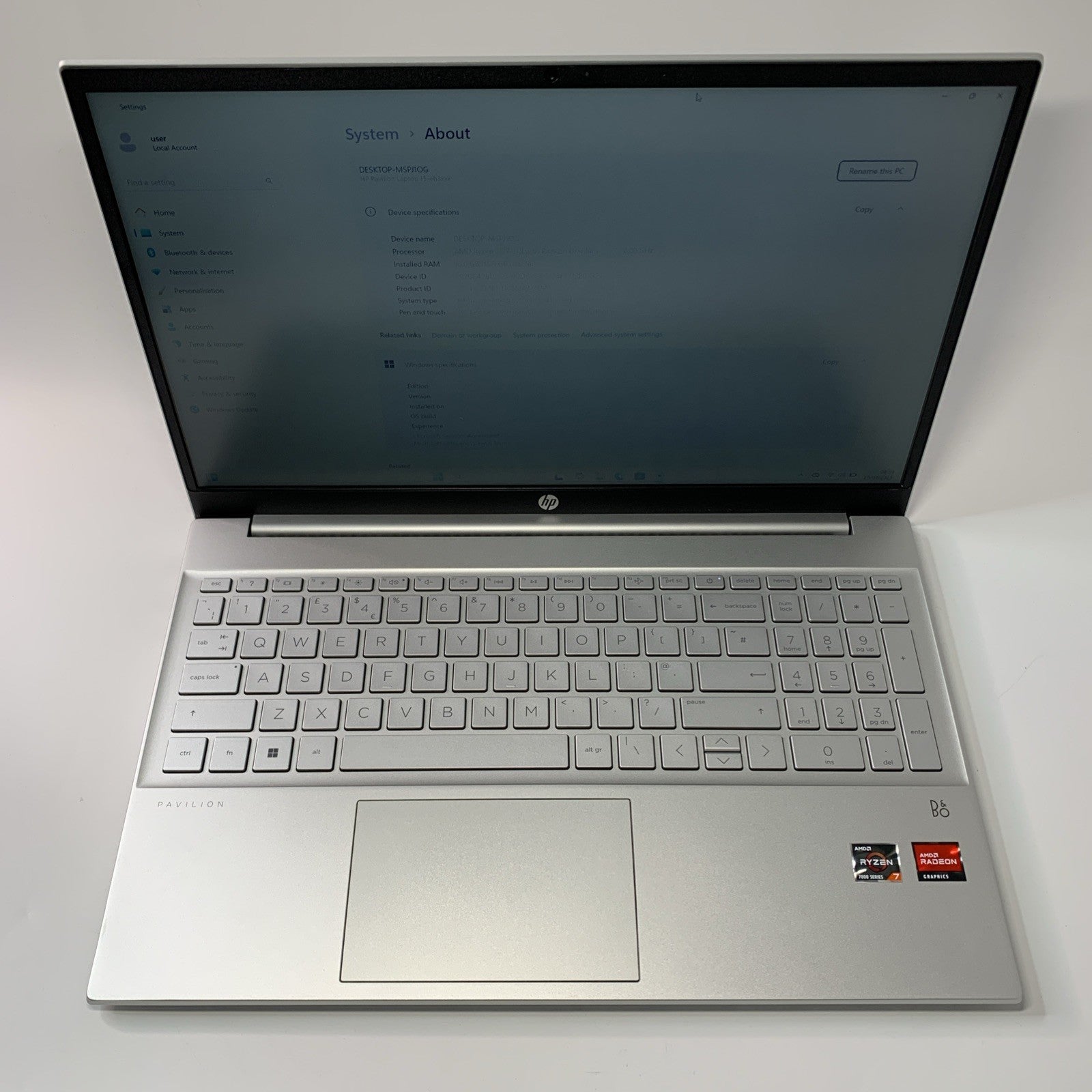 HP Pavilion 15-eh 15.6" Laptop AMD Ryzen 7 7730H Processor 16GB RAM 512GB SSD